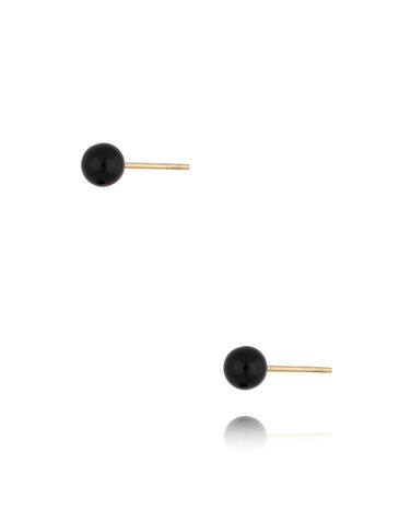 Kolczyki złote kulki z czarną emalią 5 mm Enamel Balls KSA0783