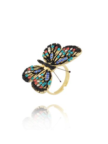 Pierścionek z kolorowym motylem Papillon PPI0014