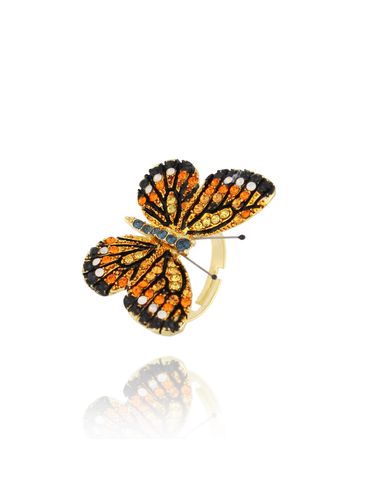 Pierścionek z kolorowym motylem Papillon PPI0004