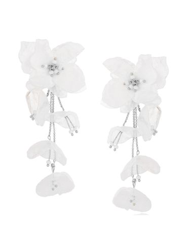 Kolczyki jedwabne kwiaty białe Rosa KBL0954