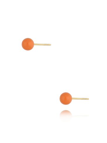 Kolczyki złote kulki z pomarańczową emalią 5 mm Enamel Balls KSA1445