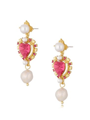 Kolczyki z perłami i różowymi kryształkami Nicole KSS0963