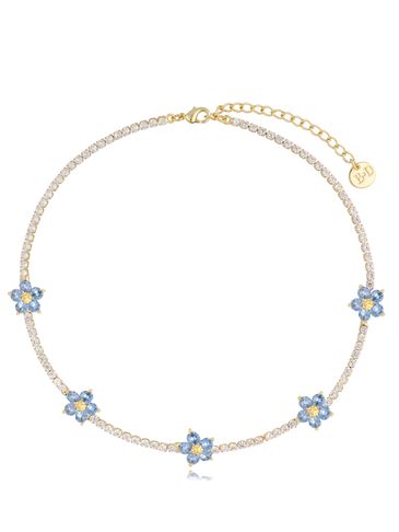 Naszyjnik kryształkowy z niebieskimi kwiatkami Instyle NS0083