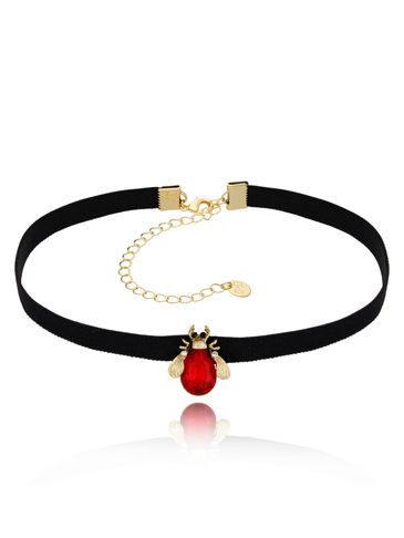 Czarny choker z żukiem i czerwonym kryształkiem Powerful NMI0175
