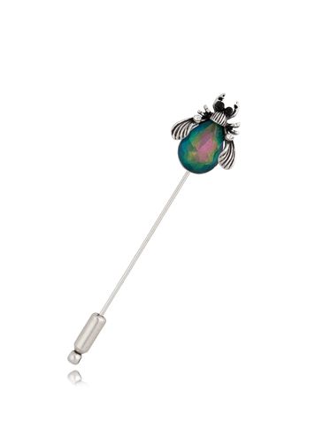 Broszka srebrny owad z zielono-różowym kryształkiem Bingo BRMI0158