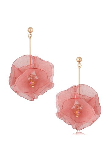 Kolczyki z szyfonu różowe ciemne Cherries KBL1515