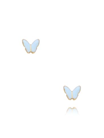 Kolczyki motylki z błękitną emalią KSY0082