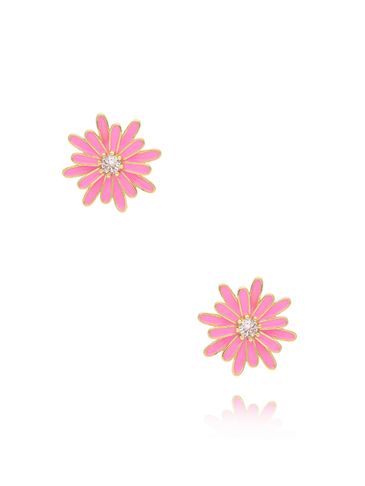 Kolczyki kwiatuszki z różową emalią KSY0128