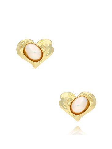 Kolczyki złote serca z perłami Corazón de perla KPE0122