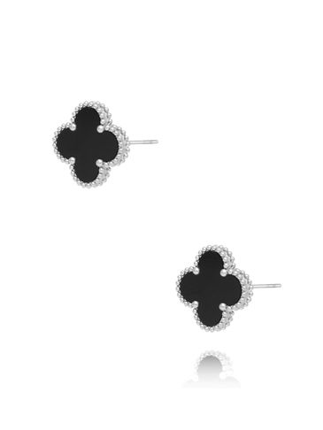 Kolczyki  czarne koniczynki Clover KSY0163