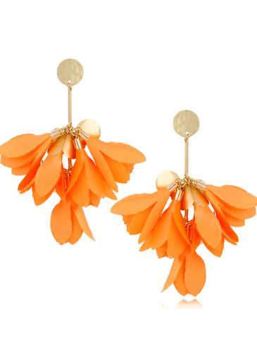 Kolczyki satynowe kwiaty pomarańczowe Flower KBL1129