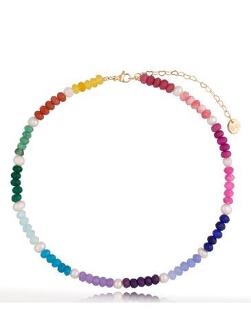 Naszyjnik kolorowy z kamieniami i perłami Berry NPA0619