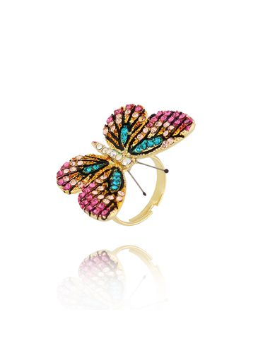 Pierścionek z kolorowym motylem Papillon PPI0011