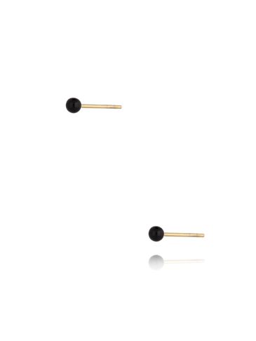 Kolczyki złote kulki z czarną emalią 3 mm Enamel Balls KSA0777