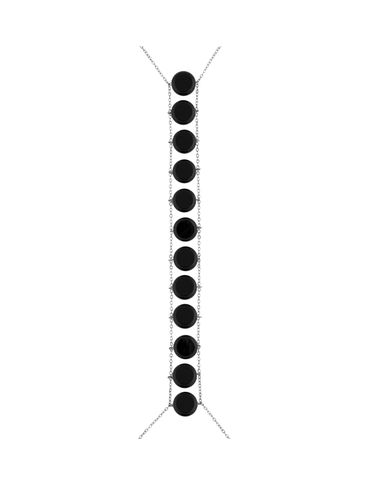 Naszyjnik srebrny na ciało z onyxami body chain Trinidad NSA0803