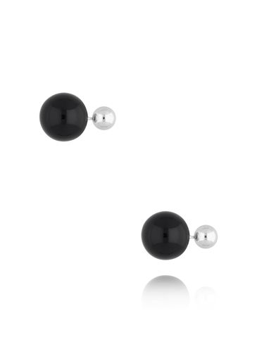 Kolczyki srebrne kulki z czarną emalią Balls KSA1501