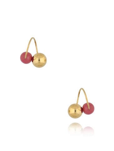 Kolczyki złote z kulkami i różową emalią Enamel Balls KSA1608