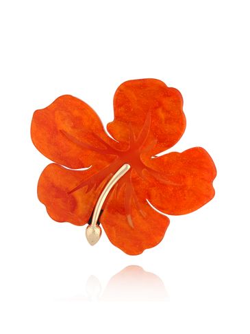 Broszka pomarańczowa z kwiatem hibiskusa Kailani BRZA0096
