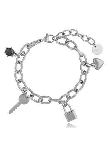 Bransoletka łańcuch z zawieszkami srebrny BSA0161