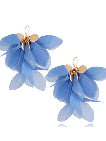Kolczyki jedwabne kwiaty niebieskie Mini Vera KBL1040