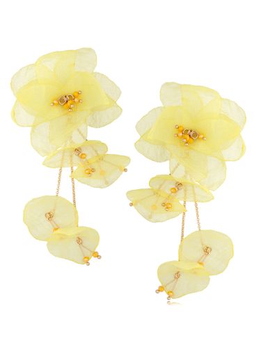 Kolczyki z szyfonu kwiaty żółte Aura KBL1292