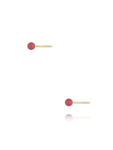 Kolczyki kulki z różową emalią 3 mm Enamel Balls KSA1572