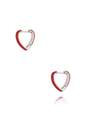 Kolczyki srebrne serca z czerwoną emalią Enamel Hearts KSA1747