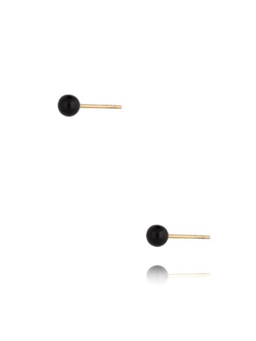 Kolczyki złote kulki z czarną emalią 4 mm Enamel Balls KSA0780