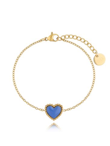 Bransoletka złota z sercem i niebieską emalią Enamel Heart BSA0601