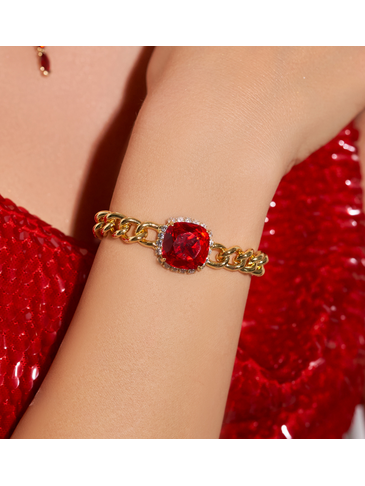 Bransoletka złota z czerwonym kryształem Cristallo Rosso BRG0254