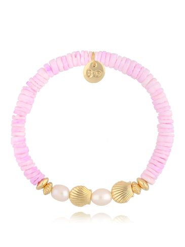 Bransoletka z fioletowymi muszlami i perłami Pearl and Shell BSH0135
