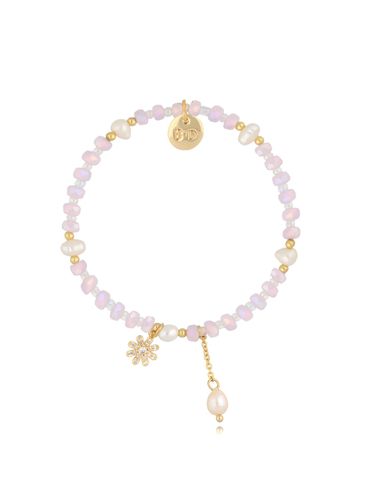 Bransoletka z perłami i kwiatuszkiem Pink Flower BTW2644