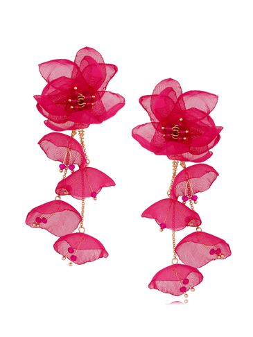 Kolczyki satynowe kwiaty Blossom fuksjowe Lilly KBL0905
