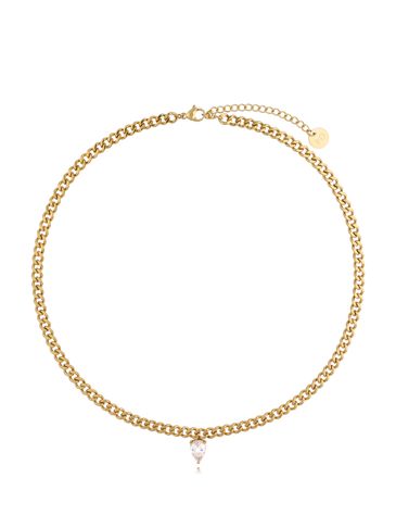 Naszyjnik złoty łańcuch z kryształkiem Evadne NSA0618