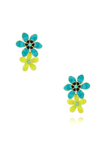 Kolczyki turkusowo zielone z kwiatuszkami Inyoka KJO0039