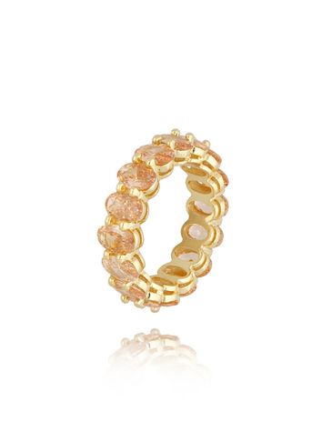 Pierścionek złoty z szampańskimi kryształkami Fizzy PRG0283
