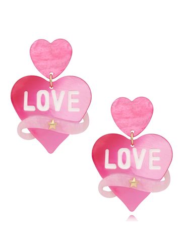 Kolczyki różowe z sercami Pink Lover KZA0254