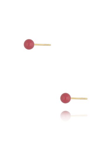Kolczyki kulki z różową emalią 4 mm Enamel Balls KSA1580