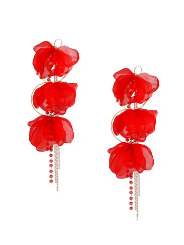 Kolczyki satynowe kwiaty czerwone Tango KBL0956