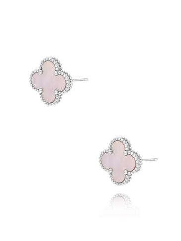 Kolczyki różowe koniczynki Clover KSY0159