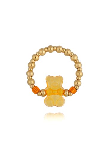 Pierścionek złoty z pomarańczowym misiem Bears PSC0348