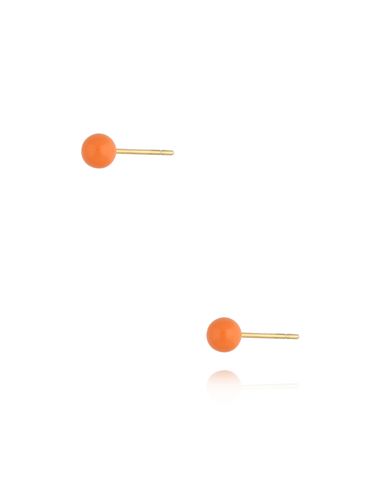 Kolczyki złote kulki z pomarańczową emalią 4 mm Enamel Balls KSA1444