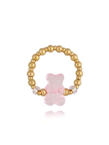 Pierścionek złoty z różowym misiem Bears PSC0343