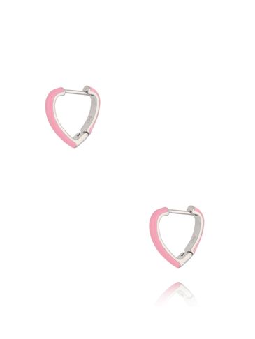 Kolczyki srebrne serca z różową emalią Enamel Hearts KSA1743