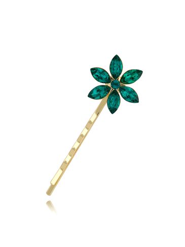 Wsuwka do włosów z zielonym kwiatuszkiem Flor SSS0022