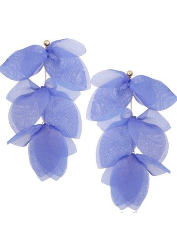 Kolczyki jedwabne kwiaty niebieski atramentowy połyskujący Peg KBL1031