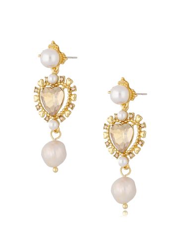 Kolczyki z perłami i szampańskimi kryształami Nicole KSS0962