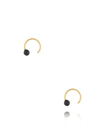 Kolczyki złote okrągłe z czarną emalią Round Enamel KSA1519