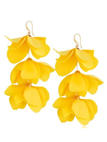 Kolczyki kwiaty satynowe żółte Madeira KBL1091