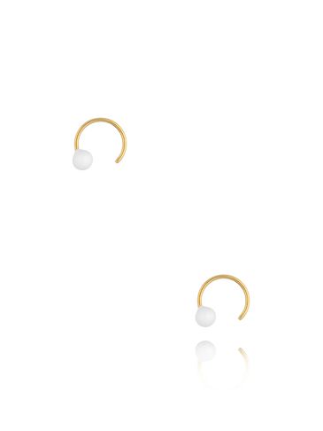 Kolczyki złote okrągłe z białą emalią Round Enamel KSA1516